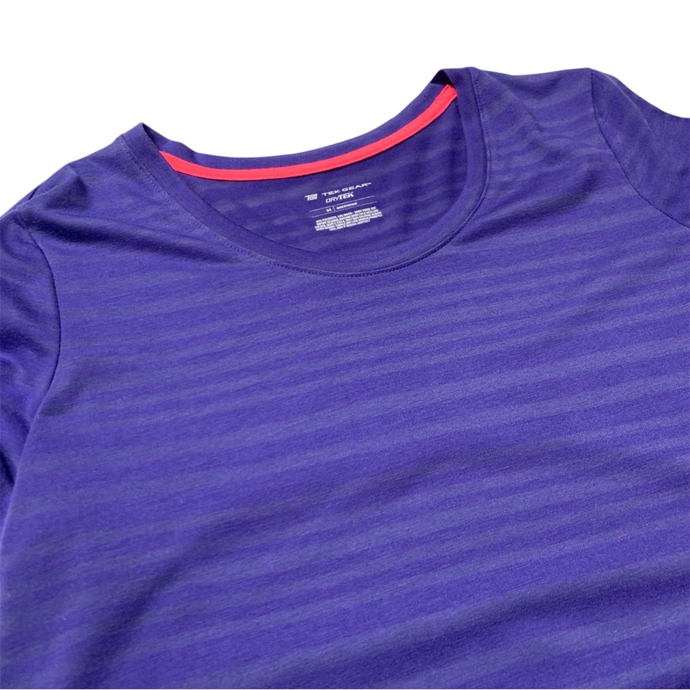Tek Gear Purple Striped Dry Tek Short Sleeve Top Women’s Medium - Picture 2 of 11